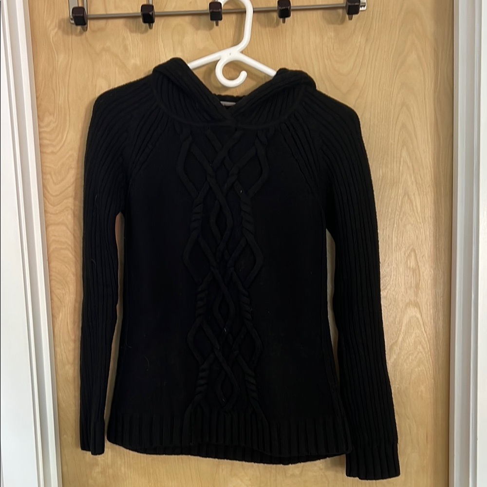 Athleta Black Turtleneck Sweater Knitted Texture